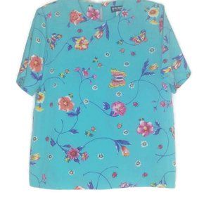 Vintage 80's SG Sport Collection Butterfly Floral Print Blouse